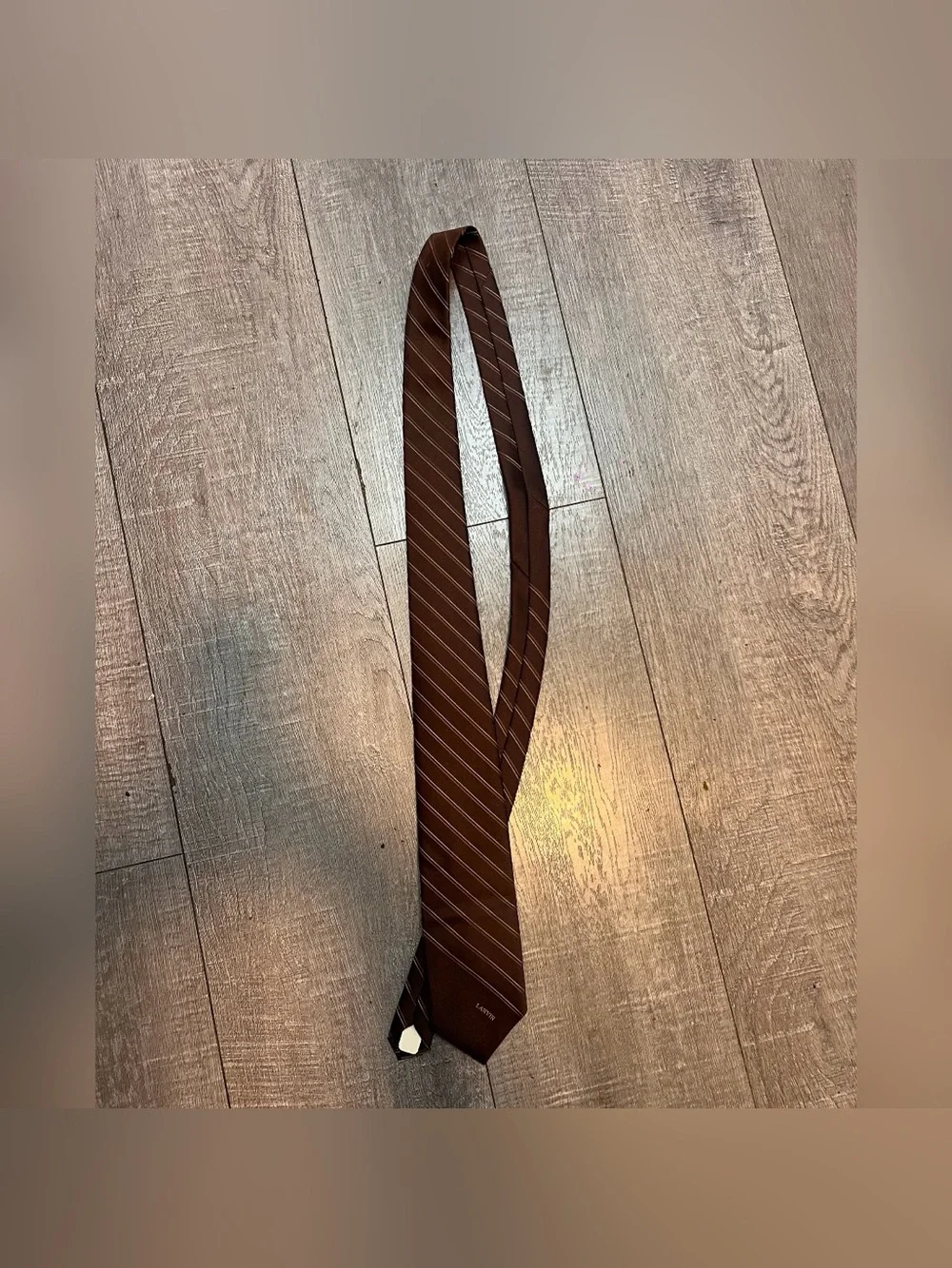 Lanvin brown stripe silk blend tie